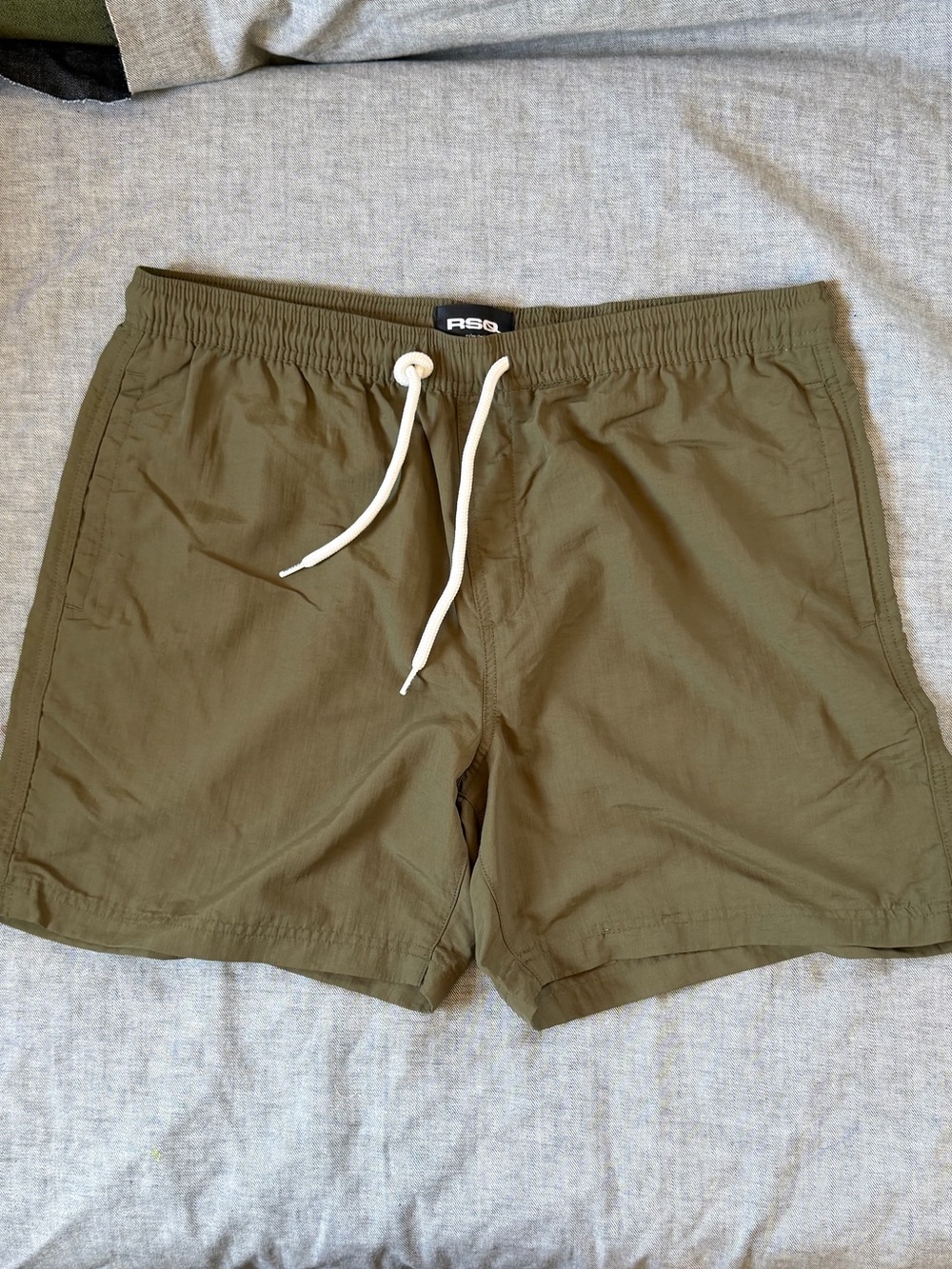 RSQ Olive Green Mens Swim Trunks